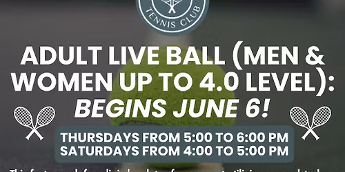 Adult Live Ball (Men & Women Up to 4.0 Level)