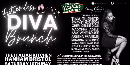 DIVA Brunch with Stacey Charles at The Italian Kitchen (Hanham) - Saturday 16th May 2pm