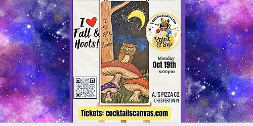 I Love Fall & HOOTS! Cocktails & Canvas Fun Fall Paint and Sip Art Event