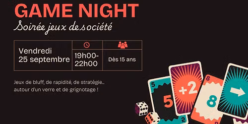 \u00ab Game night \u00bb, soir\u00e9e jeux de soci\u00e9t\u00e9 