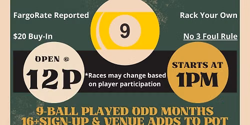 Central Texas Pool Leagues: Odd-Month 9-Ball Tournament