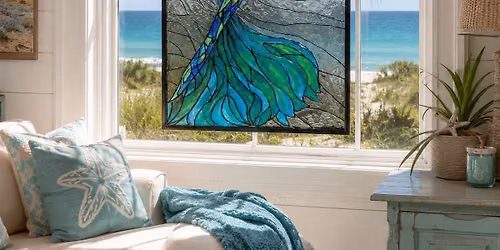Large 27x40 Stain Glass Mermaid Stain Glass Workshop