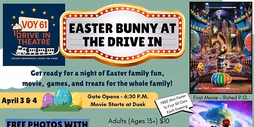 Easter Bunny Visit & Movie At The Voy 61 Drive In Theatre