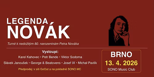 LEGENDA NOV\u00c1K - koncert v Sonu, BRNO - turn\u00e9 80