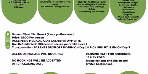 LIMPOPO PROVINCE PRE-TEENS & TEENS MENTAL HEALTH WELLCATION RETREAT WEEKEND