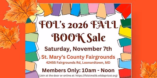 FOLs Fall BOOK Sale - Bigger & Better!