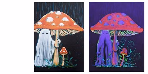 \ud83d\udc7b\ud83c\udf27\ufe0f\ud83d\udda4 Paint and Sip: Ghost in the Rain - Black Light \ud83d\udda4\ud83c\udf27\ufe0f\ud83d\udc7b