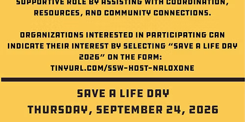 Save A Life \/ Free Naloxone Day 2026