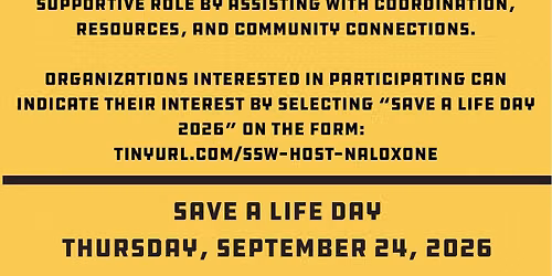Save A Life \/ Free Naloxone Day 2026