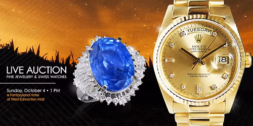 Live\/In-Person Auction in Edmonton \u2013 Fine Jewellery & Swiss Watches \u2013 Sunday October 4th, 2026