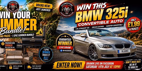 \ud83c\udf89 2Js Competitions Sunday Night Live Draw! | BMW 325i & Summer Bundle | 10PM