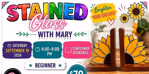 Stained Glass with Mary-SUNFLOWER BOOK ENDS