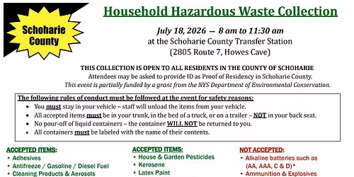 Household Hazardous Waste (HHW) Collection - Schoharie Co.