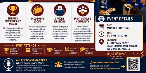 Allen Toastmasters Open House and Smedley Celebration