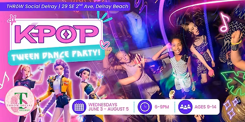 Tweens Summer GLOW Dance Party Series at Throw Social Delray Beach!