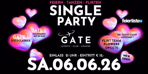 SINGLE PARTY -FEIERN-TANZEN-FLIRTEN- SA. 06. JUNI