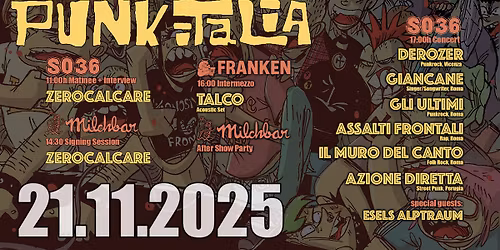 Punk Italia 2025 - Zerocalcare,Derozer,Giancane,Gli Ultimi,Assalti Frontali,Il Muro del Canto ...