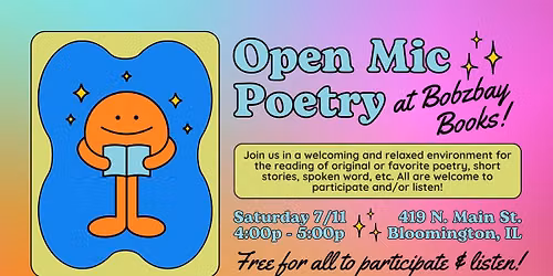 July Open Mic Poetry at Bobzbay Books!