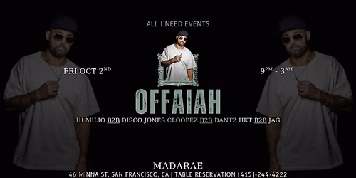 OFFAIAH ( House & Tech House) at MadaRae
