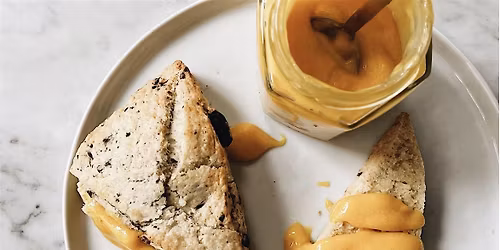 Biscuits & Scones with Passion Fruit Curd & Berry Jam