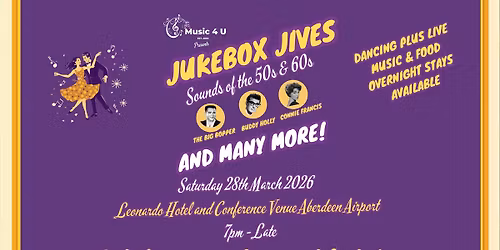 Music 4 U's Jukebox Jives: Sounds of the 50s & 60s - 28th March 2026 at 7pm