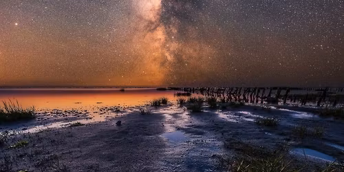 Wadden Sea Walk at Sunset into Dark Sky