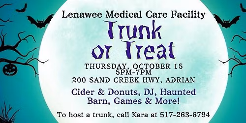 Trunk or Treat at Lenawee Medical Care Facility!