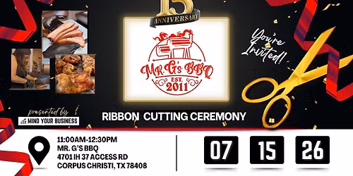 Ribbon Cutting - Mr. G's BBQ, presented by Mind Your Business