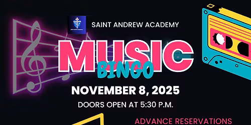 Saint Andrew Academy Music Bingo