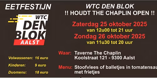 Eetfestijn WTC Den Blok Aalst @ Taverne The Chaplin