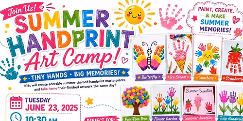\ud83c\udf08 Summer Handprint Art Camp is coming! \ud83d\udd90\ud83c\udfa8