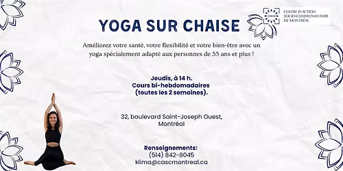 Yoga sur chaise \u2013 Pour les 55 ans et plus