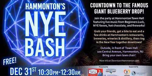 Hammonton's NYE Bash & Giant Blueberry Drop!
