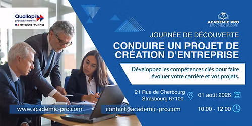 Formation gratuite :Conduire un projet de cr\u00e9ation d\u2019entreprise