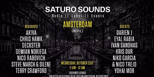 Saturo Sounds Amsterdam ADE Pre-Party at Kashmir Lounge