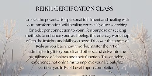 Reiki 1 Certification Class