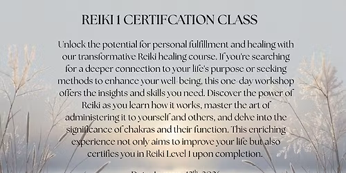 Reiki 1 Certification Class