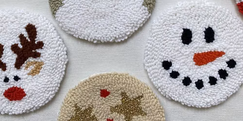 Ellerdine Craft and Chat - punch needle Christmas coasters 