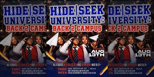 Hide|Seek University: Back 2 Campus Party