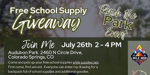 Rush the Park School Supply Drive