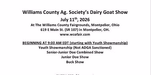 Williams County Ag Society's ADGA Sanctioned Dairy Goat Show