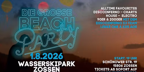 Die gro\u00dfe Beachparty 2026 \u00b7 Wasserskipark Zossen