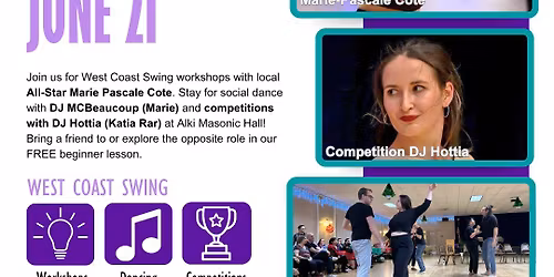 Seattle West Coast Swing Workshops and Dance with All-Star Marie-Pascal Cote, Westie U, Competitions