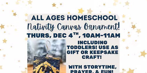 Homeschool Art Day - Nativity Canvas Ornament! 