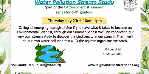 Water Pollution Stream Study (6th-8th Graders)