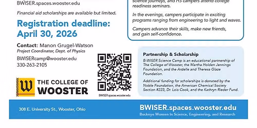 B-WISER Science Camp for teen girls at The College of Wooster