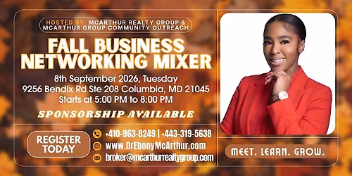 McArthur Group Community Outreach INC. FREE Fall Business Networking Mixer