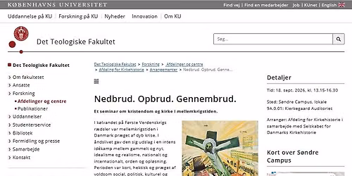 Nedbrud. Opbrud. Gennembrud.  Et seminar om kristendom og kirke i mellemkrigstiden
