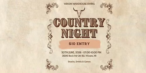Country Night at Wixom Warehouse Swing 