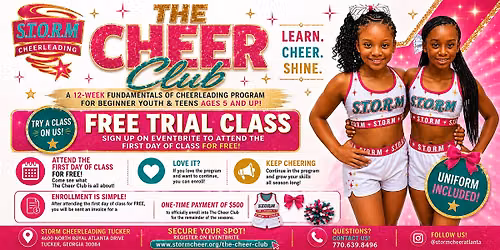 The Cheerleading Club Free Trail Class Ages 5 and Up in Tucker